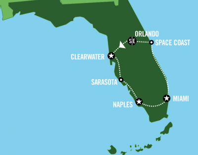 Map showing the Tour regions